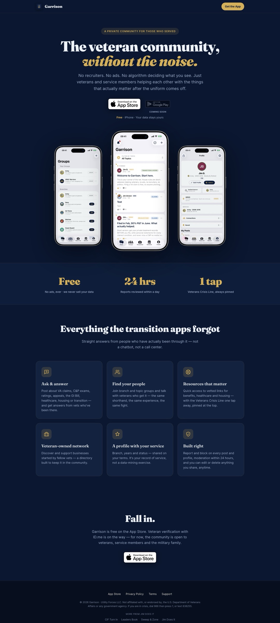 Garrison — app landing page by Jim Does It