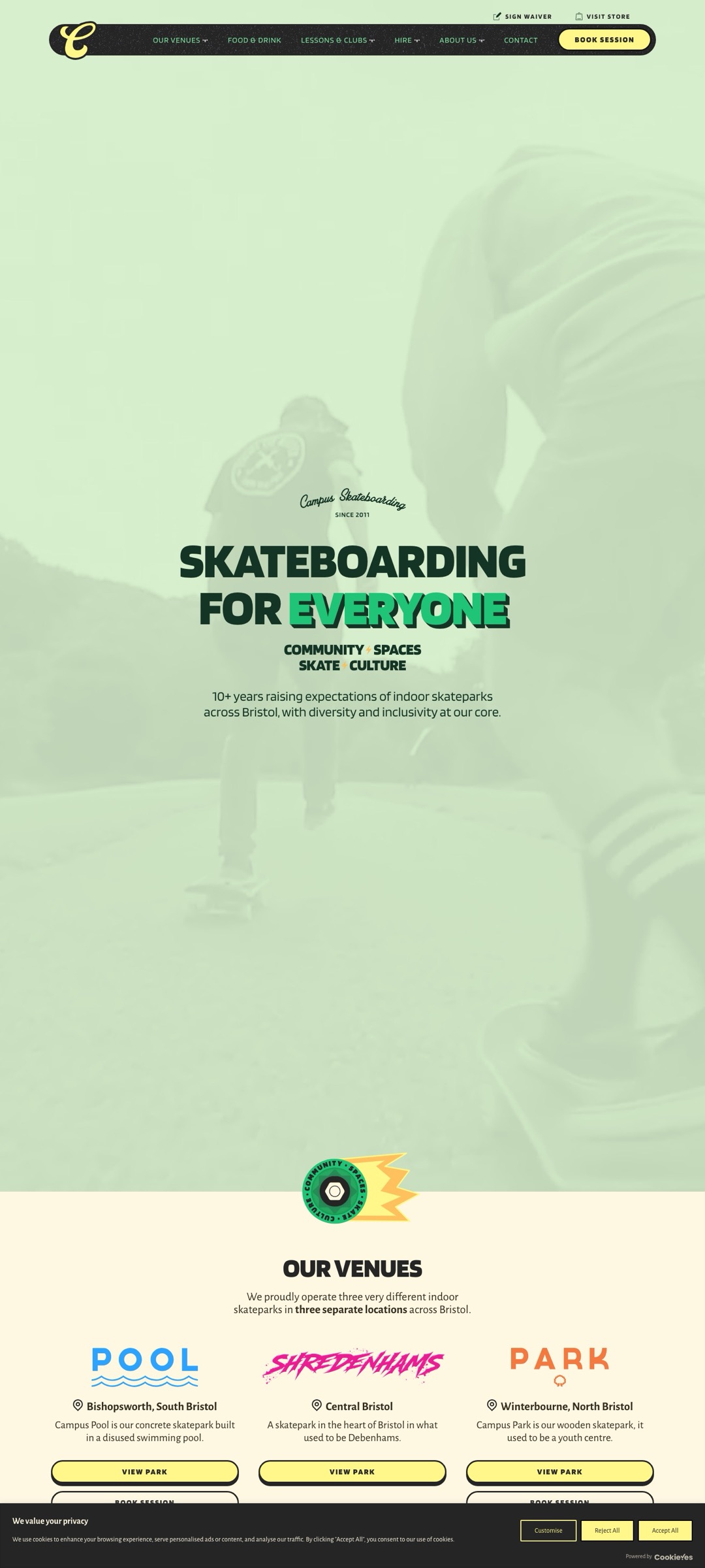 Campus Skateboarding — client site by Jim Does It